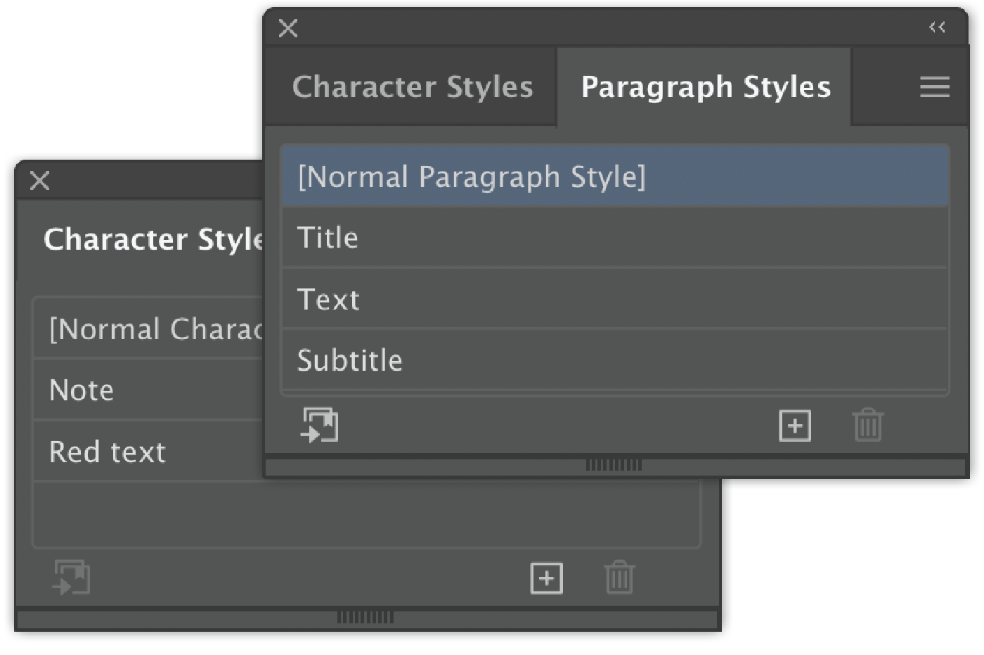 Character andParagraph styles saved as template