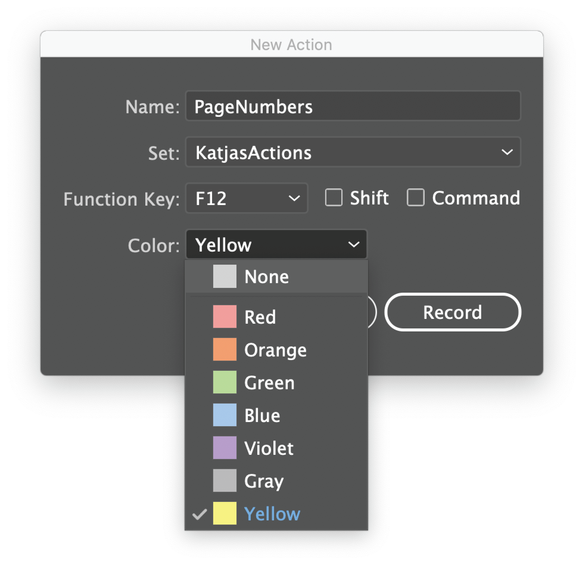 Quick access to scripts through Function Keys and Action Buttons Choose Hotkey and color