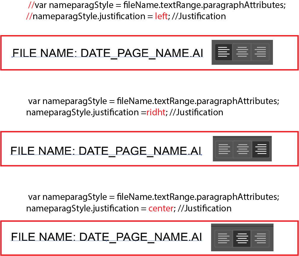 Examples of the text justification