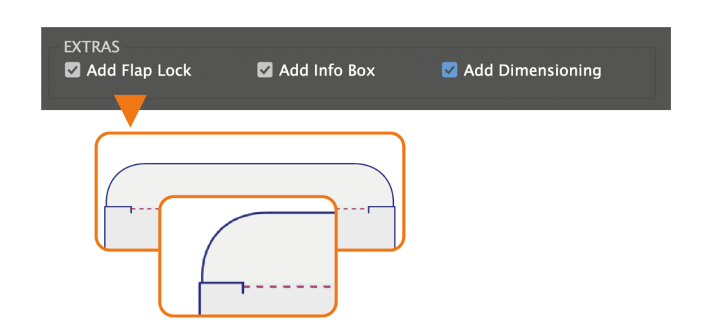 This picture shows Top Lock of a box created with MockUpinator scripte