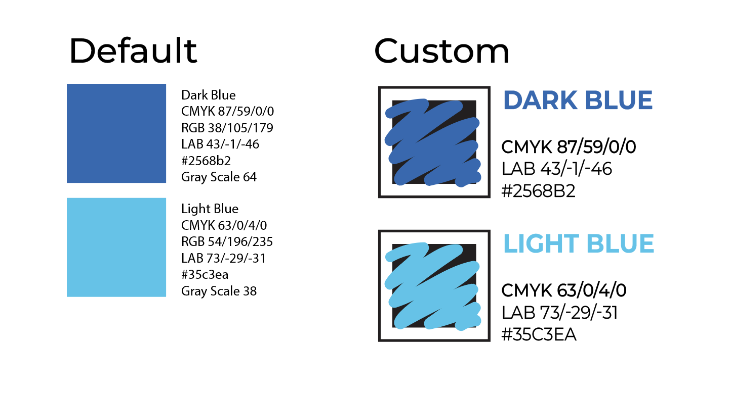 Comparison of Default and Custom modes in improved ColorList Script showing color swatches with different styles and color values.