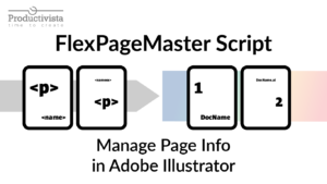 FlexPageMaster Script cover image showing placeholders and formatted page numbers in Adobe Illustrator.