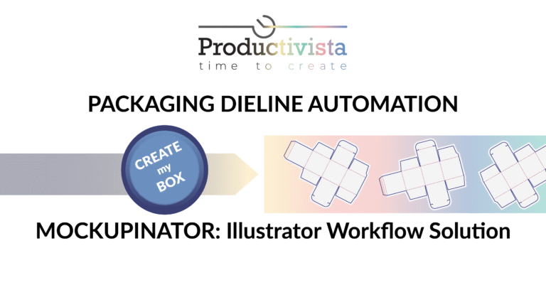 Packaging dieline automation showing illustrator automation examples for creating box die-cuts with MockUpinator workflow solution